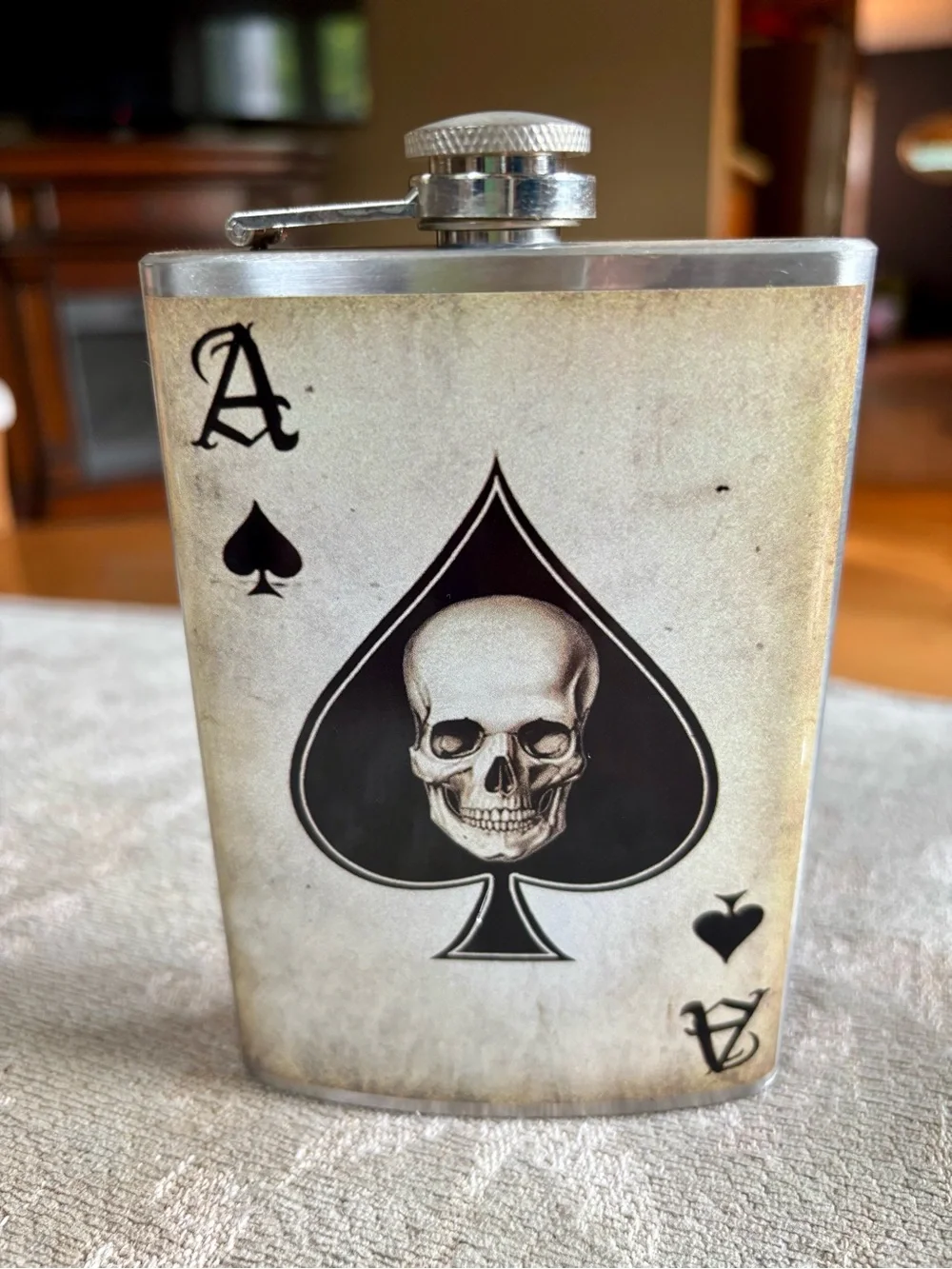 Ace of Spades Skull Hip Flask